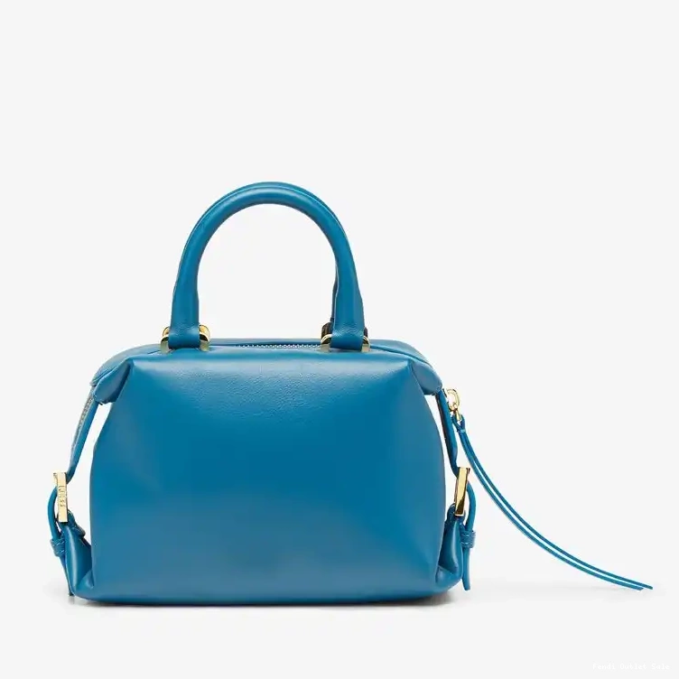 Affordable Mini Fendi Bag Cube Leather FF Nappa Blue In 0508